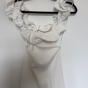 Zara White Ruffled Mini Dress